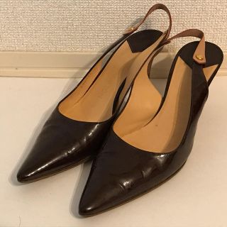 ルイヴィトン(LOUIS VUITTON)のモノグラム エナメル バックストラップ パンプス シューズ ブラウン(ハイヒール/パンプス)