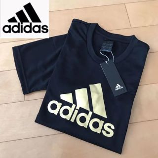 アディダス(adidas)の新品★adidas アディダス ビッグロゴ Tシャツ 黒x金 L size(Tシャツ/カットソー(半袖/袖なし))