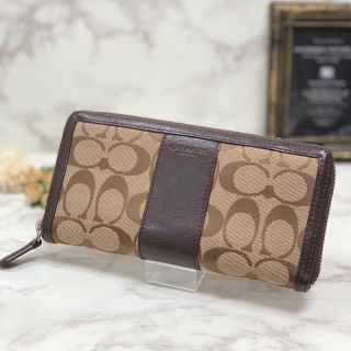 コーチ(COACH)のCOACH(コーチ) 長財布 シグネチャーストライプ ブラウン (財布)