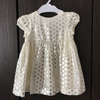 ベビーギャップ(babyGAP)のbabyGap シルバードットワンピース 80cm パフスリーブ(ワンピース)