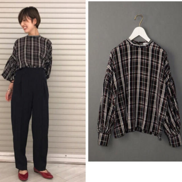 BEAUTY&YOUTH UNITED ARROWS(ビューティアンドユースユナイテッドアローズ)の6(roku) MIX CHECK GATHER SLEEVE BLOUSE レディースのトップス(シャツ/ブラウス(長袖/七分))の商品写真