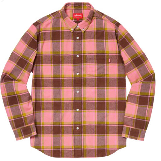 supreme paild flannel shirt dusty pink M