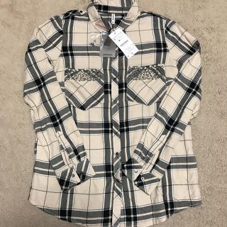 【新品】stradivarius ビジューポケット チェックシャツ(シャツ/ブラウス(長袖/七分))