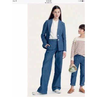 ユニクロ(UNIQLO)のユニクロ　イネス　シャンブレーコットンワイドパンツ　今季完全完売品(カジュアルパンツ)