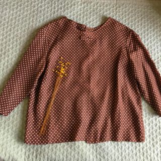 ロキエ(Lochie)のvintage ドット七分袖ブラウス【つなつな様】(シャツ/ブラウス(長袖/七分))