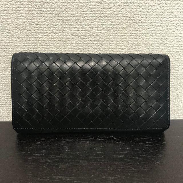 Bottega Veneta(ボッテガヴェネタ)のボッテガヴェネタ　イントレチャート　長財布　ブラック　レザー メンズのファッション小物(長財布)の商品写真