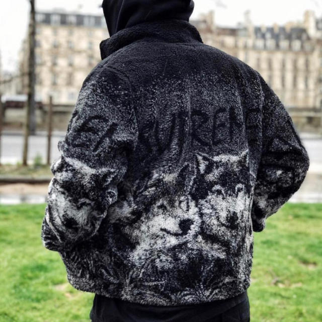 ブルゾン※送料込 supreme wolf fleece jacket 黒 L