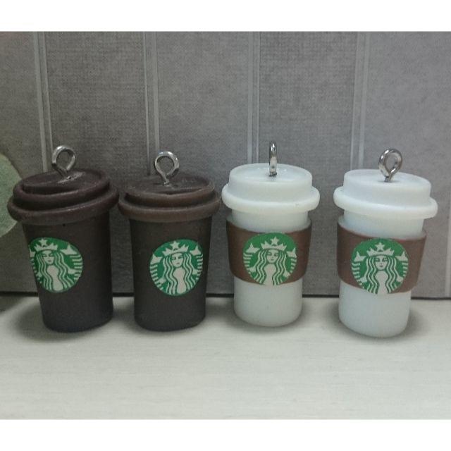 Starbucks Coffee(スターバックスコーヒー)のミニチュア　スターバックス　4点セット　ホック付き ハンドメイドの素材/材料(各種パーツ)の商品写真