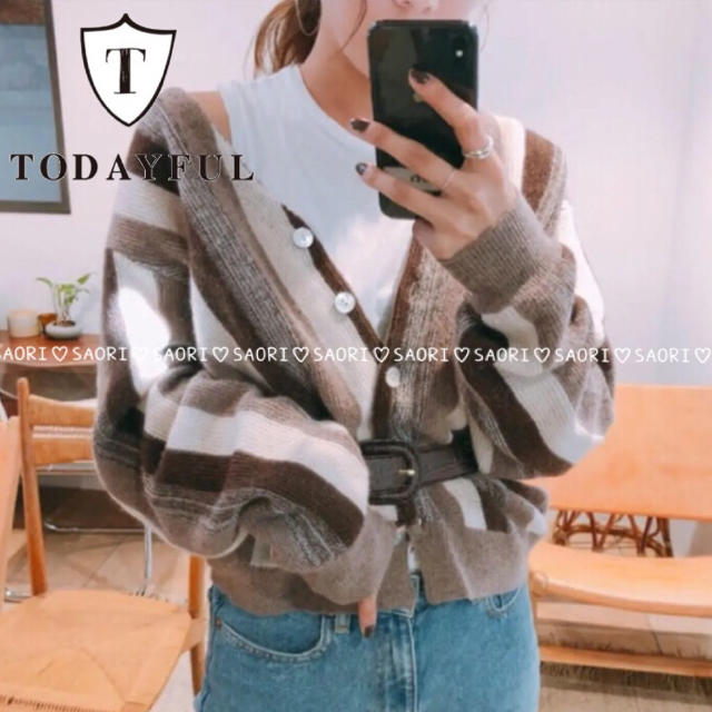 TODAYFUL(トゥデイフル)のTODAYFUL【未使用品】Vintage Stripe Cardigan レディースのトップス(カーディガン)の商品写真