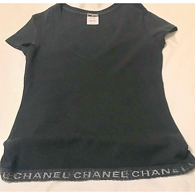 CHANEL(シャネル)のほぼ新品★CHANEL レア物！ ロゴレース Tシャツ カットソー シャネル レディースのトップス(カットソー(半袖/袖なし))の商品写真