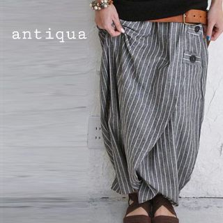 アンティカ(antiqua)のantiqua ストライプドワイドパンツ　ヘリンボーン柄パンツセットアンティカ(サルエルパンツ)