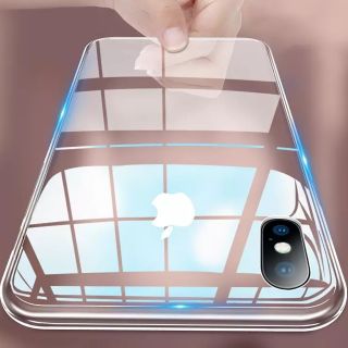 アイフォーン(iPhone)のクリスタルクリアiPhoneケース 液晶保護強化ガラスフィルム付きセット(保護フィルム)