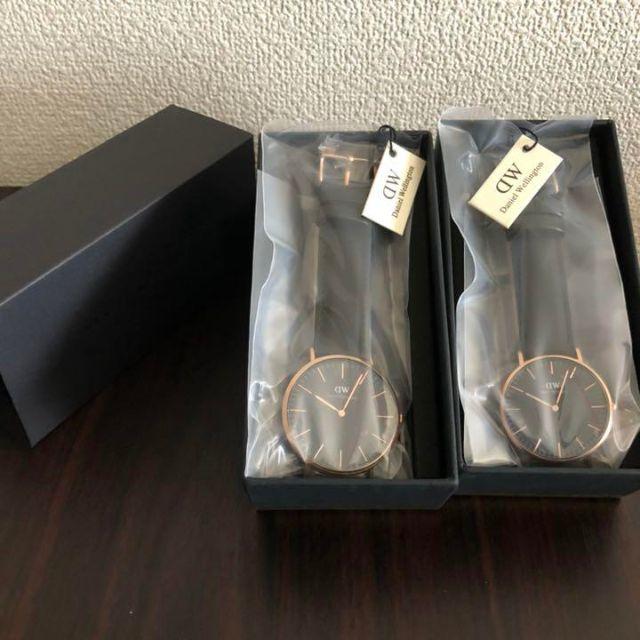 Daniel Wellington(ダニエルウェリントン)の【即納】ダニエルウェリントン ペアウォッチ ブラック レザー 36mm 40mm メンズの時計(腕時計(アナログ))の商品写真