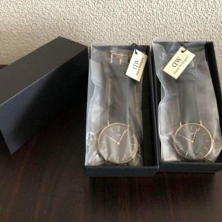 ダニエルウェリントン(Daniel Wellington)の【即納】ダニエルウェリントン ペアウォッチ ブラック レザー 36mm 40mm(腕時計(アナログ))