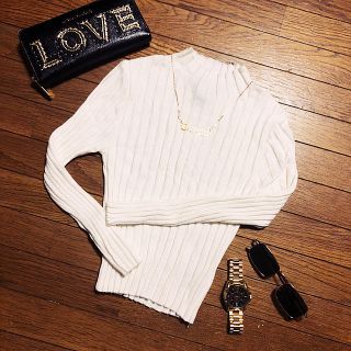 フォーエバートゥエンティーワン(FOREVER 21)のforever21♡プチハイネック♡七分袖♡タイト♡リブニット♡(ニット/セーター)