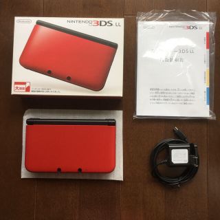 ニンテンドー3DS(ニンテンドー3DS)のNintendo 3DS LL 本体 レッド×ブラック 美品 ＋マリオカート7他(携帯用ゲーム機本体)