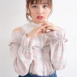 マジェスティックレゴン(MAJESTIC LEGON)の♡2wayチェックブラウス＆ちびネックレースタンクセット(シャツ/ブラウス(長袖/七分))