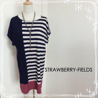 ストロベリーフィールズ(STRAWBERRY-FIELDS)の【美品】ツートンカラーのワンピ(ひざ丈ワンピース)