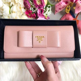 プラダ(PRADA)の❤️美品❤️PRADA プラダ サフィアーノ リボン 長財布 ピンク(財布)