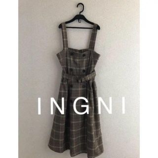 イング(INGNI)のイング(INGNI) 新品★トレンチ風チェック柄フレア ジャンスカ(ひざ丈ワンピース)