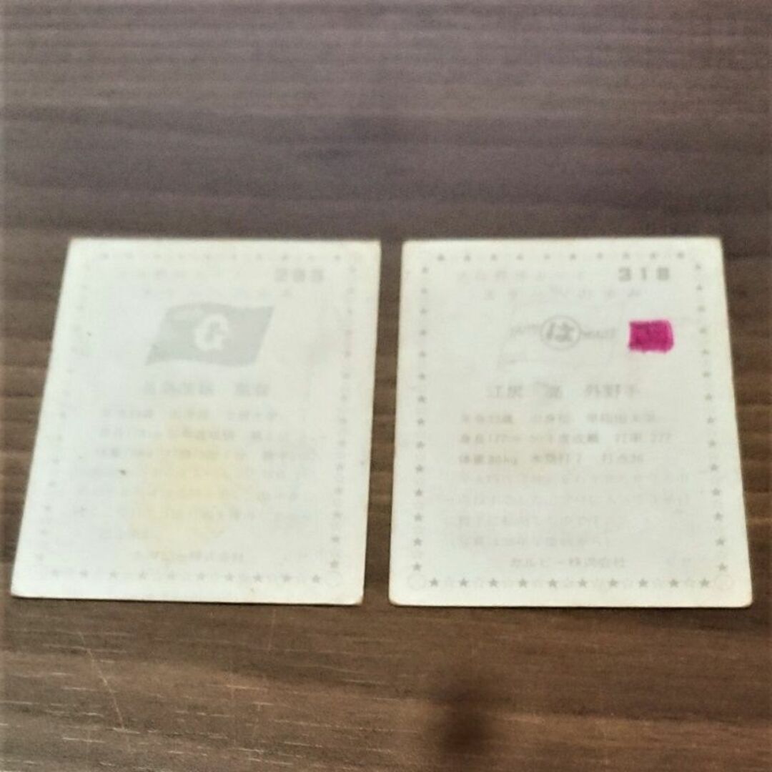 カルビー(カルビー)のプロ野球カード　1975年　２枚セット　長島、江尻　カルビー　即購入歓迎 エンタメ/ホビーのトレーディングカード(シングルカード)の商品写真