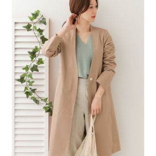 アーバンリサーチドアーズ(URBAN RESEARCH DOORS)のDOORS☆コットンノーカラーコート🌸BEIGE♪新品タグ付☆UR(ロングコート)