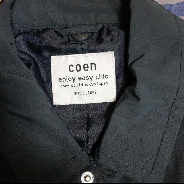 coen(コーエン)のコーエン　ステンカラーコート　メンズ　ネイビー メンズのジャケット/アウター(ステンカラーコート)の商品写真