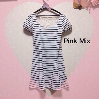 ピンクミックス(Pink Mix)のPink Mix ボーダーワンピ♡(ミニワンピース)