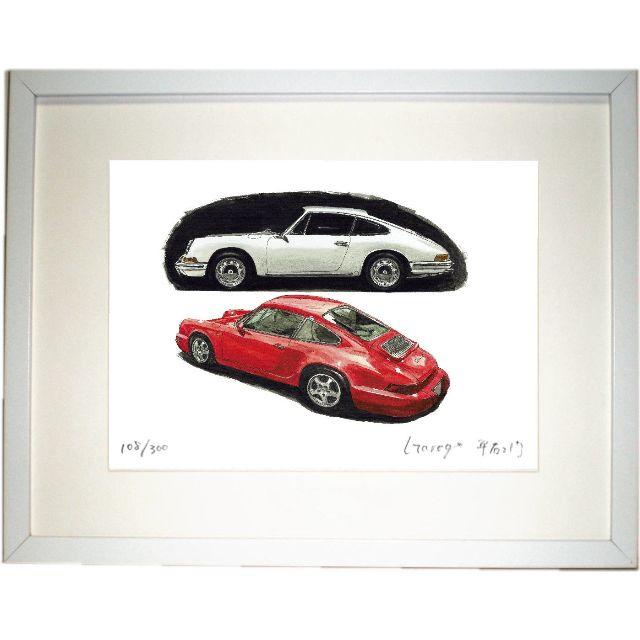 GC-1134ポルシェ911T/カレラ限定版画 直筆サイン額装●作家平右ヱ門美術品/アンティーク