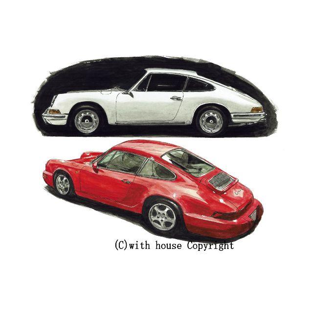 GC-1134ポルシェ911T/カレラ限定版画 直筆サイン額装●作家平右ヱ門 1