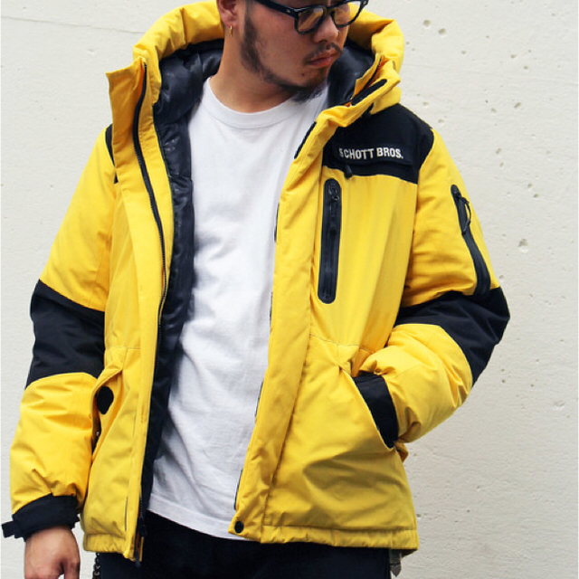 schott - 超美品 schott ツートンカラー ダウン 3182011 イエロー Mの