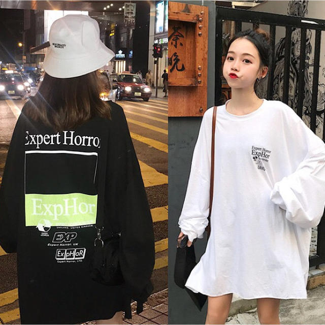 dholic(ディーホリック)の韓国ファッション▼ロング丈 ロンT 即納 レディースのトップス(Tシャツ(長袖/七分))の商品写真