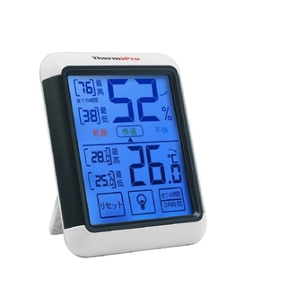 デジタル湿度計温度計室内 最高最低温湿度表示 タッチスクリーンとバックライト機能(置時計)