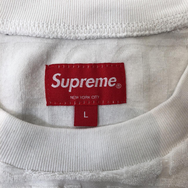 Supreme Logo Stripe Terry Crewneck L