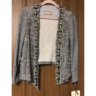 グレースコンチネンタル(GRACE CONTINENTAL)の【💕はぴねす様専用】グレースコンチネンタル 裏毛ツィード刺繍カーディガン(カーディガン)