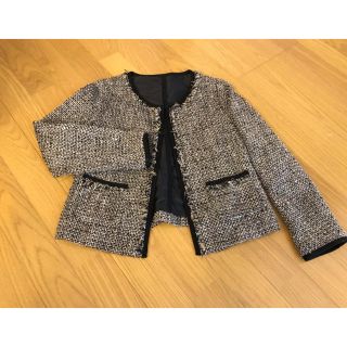 プロポーションボディドレッシング ツイードジャケット ノーカラー