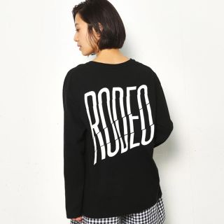 ロデオクラウンズ(RODEO CROWNS)のRodeo Crowns ビッグ ポケット ロング Tシャツ ブラック(Tシャツ(長袖/七分))