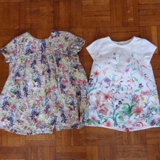 ザラキッズ(ZARA KIDS)の【美品】ザラベビー 花柄ワンピース 2点セット 80サイズ(ワンピース)