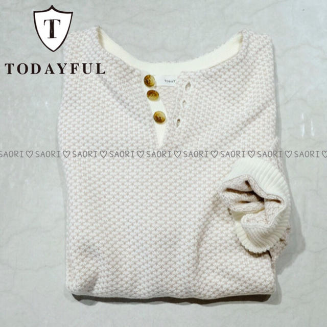 TODAYFUL(トゥデイフル)のTODAYFUL【未使用に近い】Henleyneck Loose Knit  レディースのトップス(カットソー(長袖/七分))の商品写真