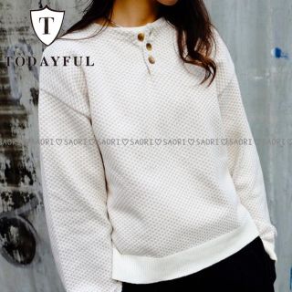 トゥデイフル(TODAYFUL)のTODAYFUL【未使用に近い】Henleyneck Loose Knit (カットソー(長袖/七分))