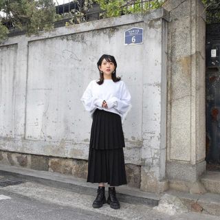 スタイルナンダ(STYLENANDA)のyellow+ half pleats skirt(ロングスカート)