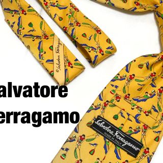 サルヴァトーレフェラガモ(Salvatore Ferragamo)の【廃盤】フェラガモ シルクネクタイ 剣幅9.5 総柄 アート柄 マリンスポーツ(ネクタイ)