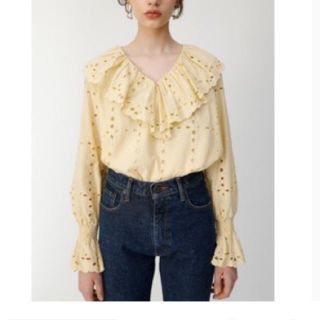 マウジー(moussy)のweb即完売☆MOUSSY新作COTTON LACE RUFFLE ブラウス新品(シャツ/ブラウス(長袖/七分))