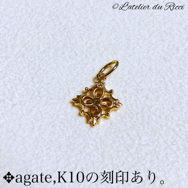 agete(アガット)のagate K10 YG 透かしデザイン トパーズ ネックレス チャーム レディースのアクセサリー(チャーム)の商品写真