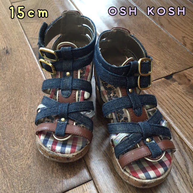 OshKosh(オシュコシュ)のOshKosh サンダル デニム×ブラウン 15センチ キッズ/ベビー/マタニティのキッズ靴/シューズ(15cm~)(サンダル)の商品写真