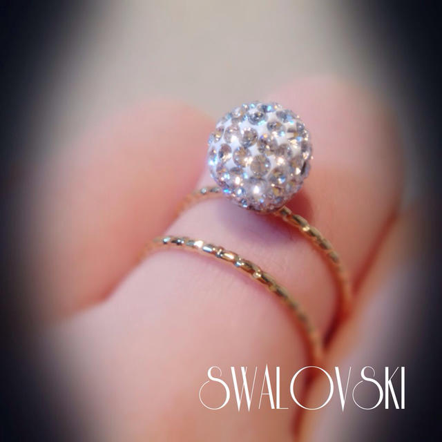 2本重ね風♡ミラーボール♡スワロリング レディースのアクセサリー(リング(指輪))の商品写真