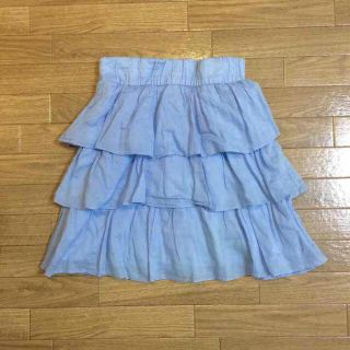 ザラ(ZARA)のzara  ティアードスカート  水色(ミニスカート)