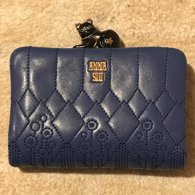 Anna Sui Anna Sui ハーレクイン 猫がま口 二つ折り財布 ブルーの通販 By みみ アナスイならラクマ