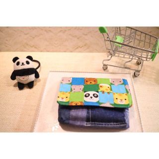 giney様専用⑦動物さんがいっぱい　デニム風　移動ポケット⑪クリップ(外出用品)