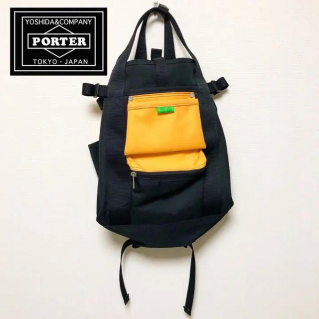 PORTER(ポーター)の▼ PORTER yellow×black backpack ▼ メンズのバッグ(バッグパック/リュック)の商品写真